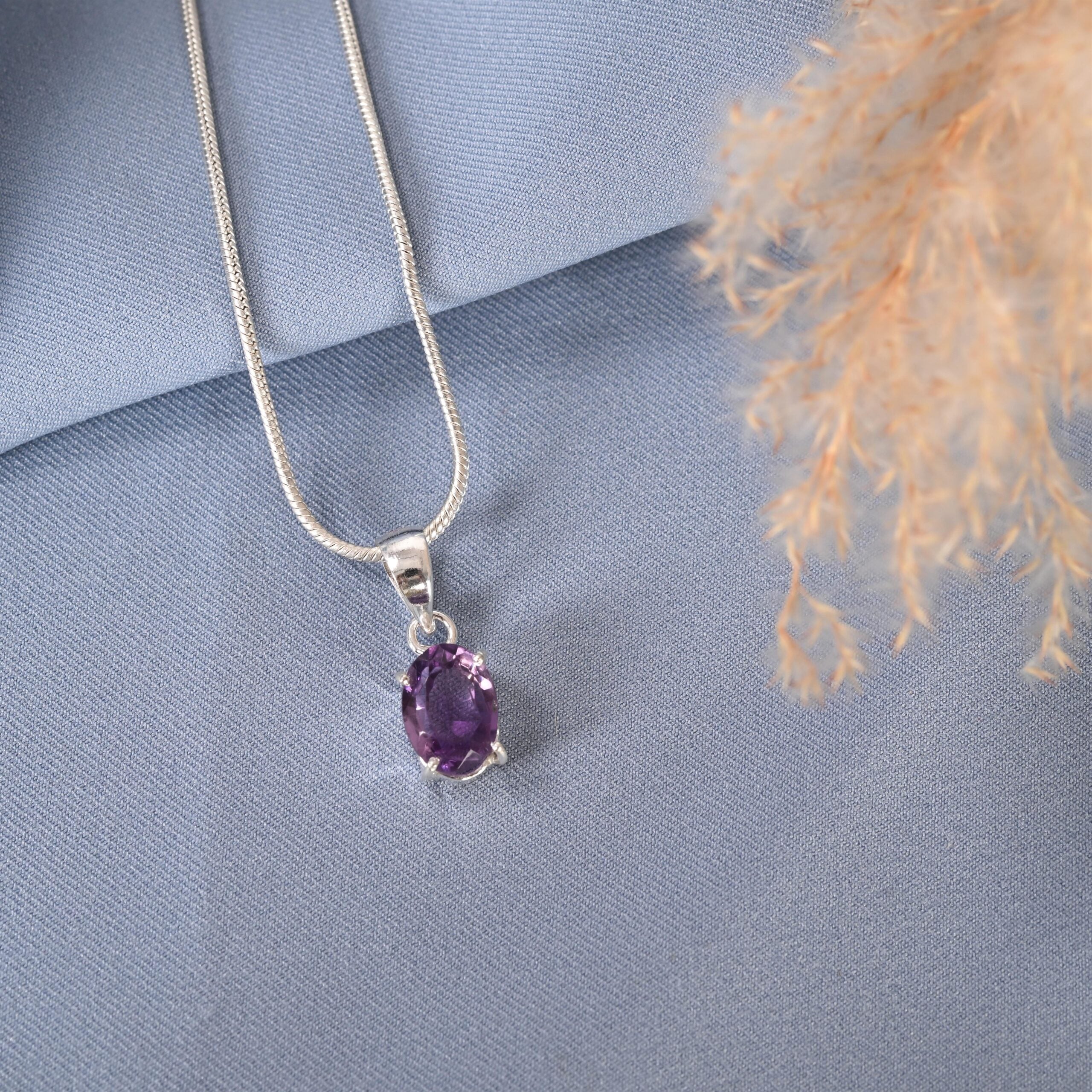 Oval Cut Amethyst Pendant